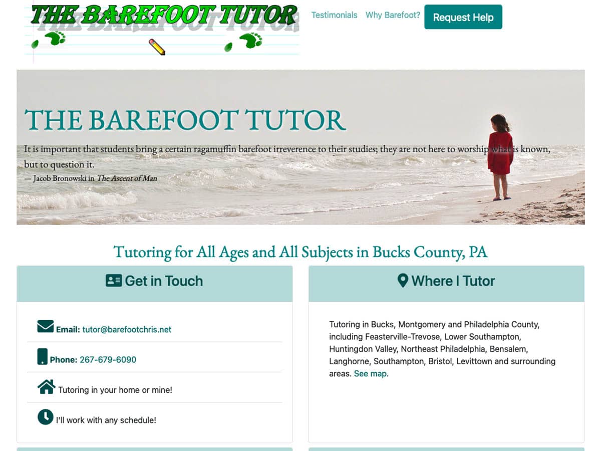 Barefoot Tutor website